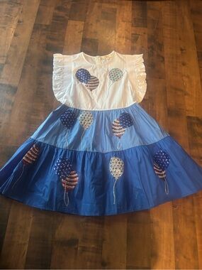 Peach Love American Sequin Balloon Dress July Patriotic